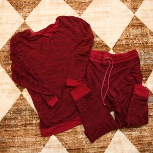 Felina Red Lounge Set Joggers Size Medium Rayon Blend Marl